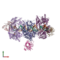 PDB entry 7jl2 coloured by chain, front view.