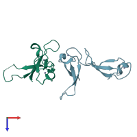 PDB entry 7jl5 coloured by chain, top view.