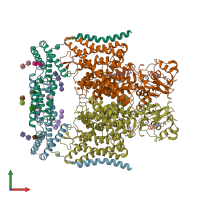 PDB entry 7jm7 coloured by chain, front view.
