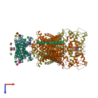 PDB entry 7jm7 coloured by chain, top view.