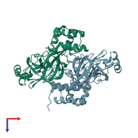 PDB entry 7joy coloured by chain, top view.