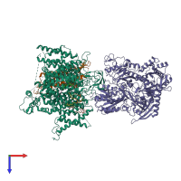 PDB entry 7jpl coloured by chain, top view.