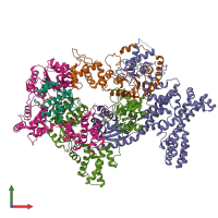 PDB entry 7jpp coloured by chain, front view.