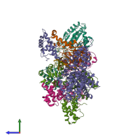 PDB entry 7jps coloured by chain, side view.