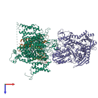 PDB entry 7jpv coloured by chain, top view.