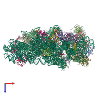 PDB entry 7jqb coloured by chain, top view.