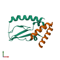 PDB entry 7jqd coloured by chain, front view.