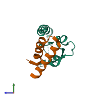 PDB entry 7jqd coloured by chain, side view.