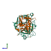 PDB entry 7jqo coloured by chain, side view.
