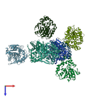 PDB entry 7jqy coloured by chain, top view.