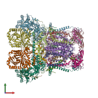 PDB entry 7jrg coloured by chain, front view.