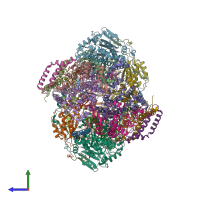 PDB entry 7jrg coloured by chain, side view.