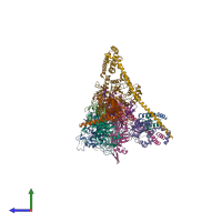 PDB entry 7jrj coloured by chain, side view.