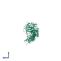 PDB entry 7jrm coloured by chain, side view.