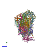 PDB entry 7jrp coloured by chain, side view.