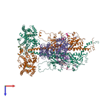 PDB entry 7jsn coloured by chain, top view.