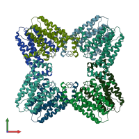 PDB entry 7jth coloured by chain, front view.