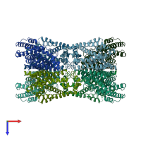 PDB entry 7jth coloured by chain, top view.