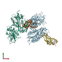 PDB entry 7jtn coloured by chain, front view.