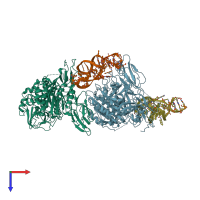 PDB entry 7jtn coloured by chain, top view.