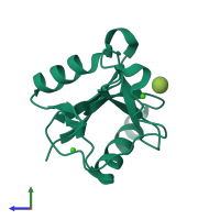 PDB entry 7juh coloured by chain, side view.