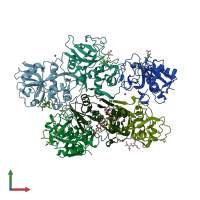 PDB entry 7juj coloured by chain, front view.