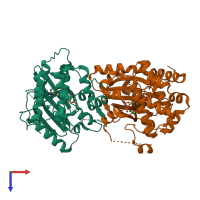 PDB entry 7juw coloured by chain, top view.