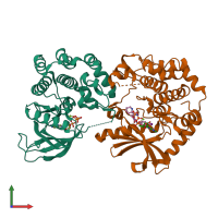 PDB entry 7juy coloured by chain, front view.