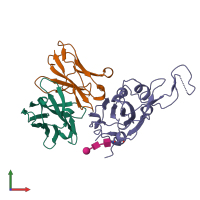 PDB entry 7jva coloured by chain, front view.