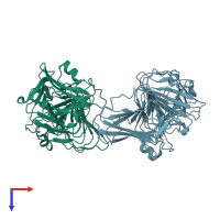 PDB entry 7jvi coloured by chain, top view.