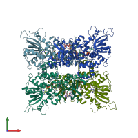 PDB entry 7jvl coloured by chain, front view.