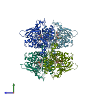 PDB entry 7jvl coloured by chain, side view.