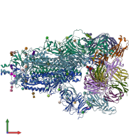 PDB entry 7jw0 coloured by chain, front view.