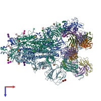 PDB entry 7jw0 coloured by chain, top view.