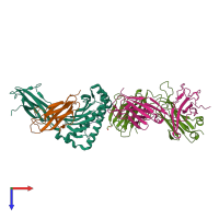 PDB entry 7jwi coloured by chain, top view.