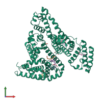 PDB entry 7jwn coloured by chain, front view.