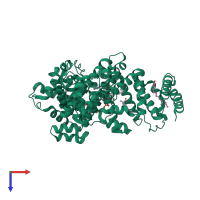 PDB entry 7jwn coloured by chain, top view.