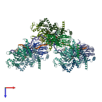 PDB entry 7jy6 coloured by chain, top view.