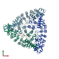 PDB entry 7jya coloured by chain, front view.