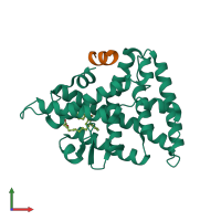 PDB entry 7jyd coloured by chain, front view.