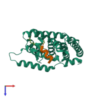 PDB entry 7jyd coloured by chain, top view.