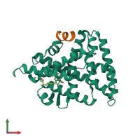 PDB entry 7jye coloured by chain, front view.