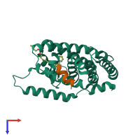 PDB entry 7jye coloured by chain, top view.