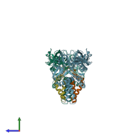 PDB entry 7jyi coloured by chain, side view.