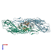 PDB entry 7jyi coloured by chain, top view.