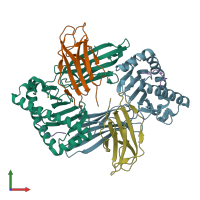 PDB entry 7jyu coloured by chain, front view.