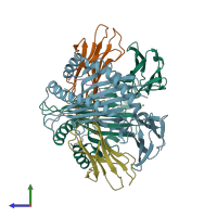 PDB entry 7jyu coloured by chain, side view.