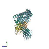 PDB entry 7jyx coloured by chain, side view.