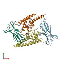 PDB entry 7jzk coloured by chain, front view.