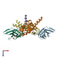 PDB entry 7jzk coloured by chain, top view.
